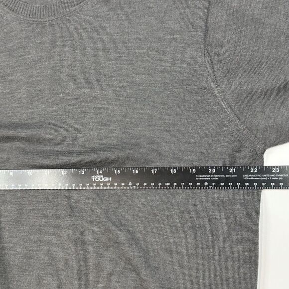 Men's Wool Sweater Fiesole Large Gray Italy Made Stretch Crewneck Pullover - Picture 6 of 7